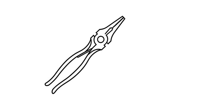 Black and white pliers illustration on white background.