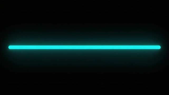 Cyan Line Sweeping Across Black Background, Minimal Motion Graphic