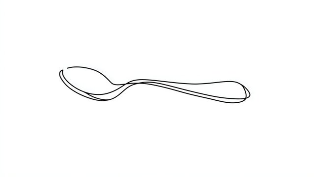Simple black spoon outline drawing white background.