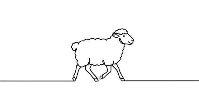 Simple sheep illustration on white background.