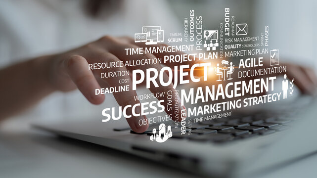 A close-up image of a businessman analyzing project management strategies on a laptop, showcasing agile documentation, workflow concepts, and teamwork in an office environment. Tessel