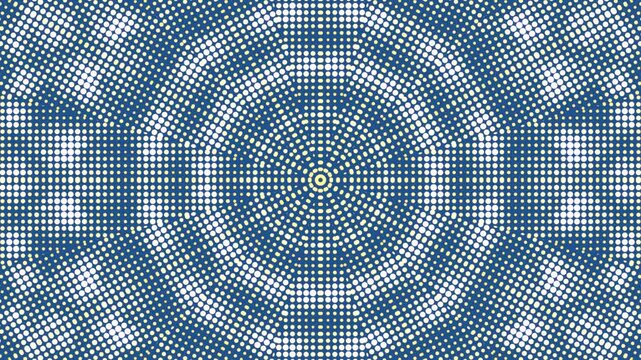 Blue and Yellow Halftone Dots Abstract Radial Geometric Pattern