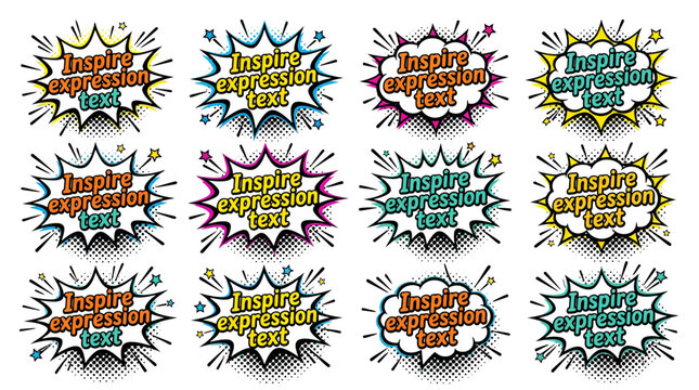 inspire expression colorful comic text bubbles