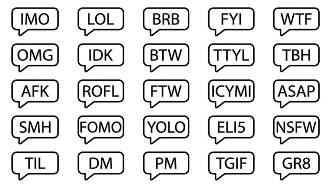 Internet Slang Chat Bubbles - Communication Icons