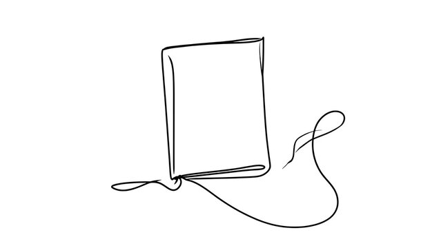Hand drawn book with string on white background.