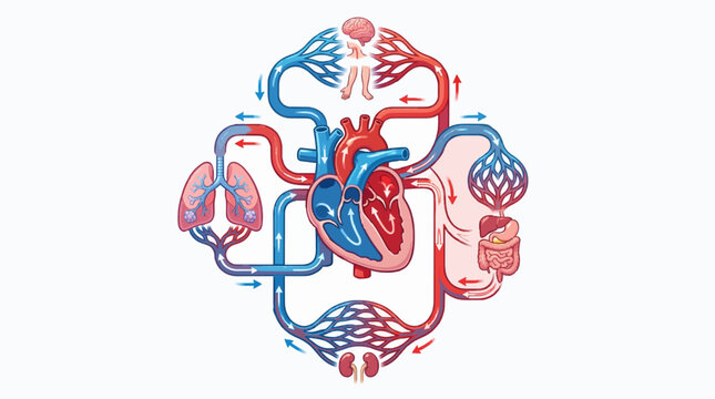 Blood Circulation Pathway Educational Illustration