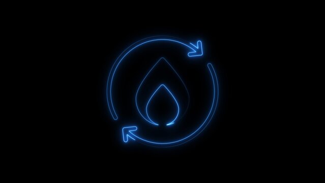 Blue neon flame symbol surrounded by a circular refresh arrow