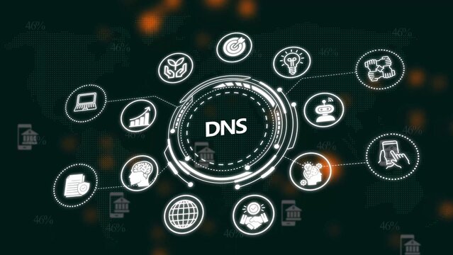 Dns network concept with circular and digital connections