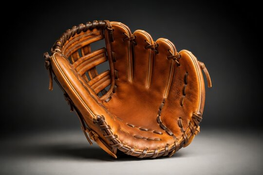Leather baseball glove isolated on dark background