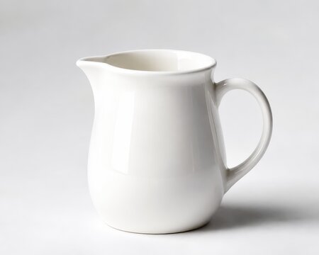 Plain white ceramic pitcher, clean and simple, perfect for various uses