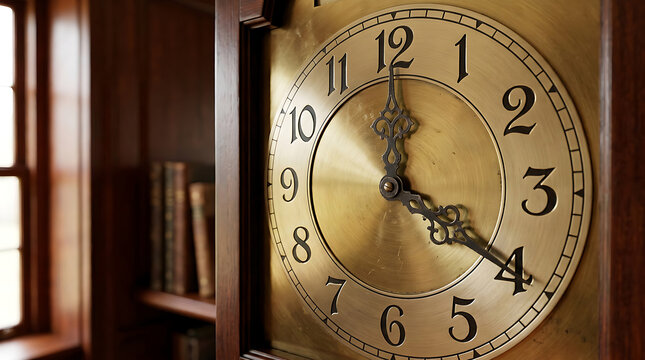 Vintage Brass Pendulum Clock with Roman Numerals.
