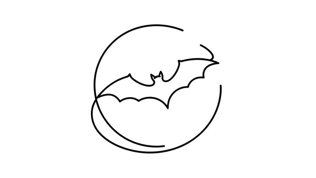 Minimalist bat logo design white background.