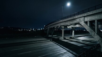 Fototapeta premium Illuminated railway bridge over the river at night with city reflection in the water