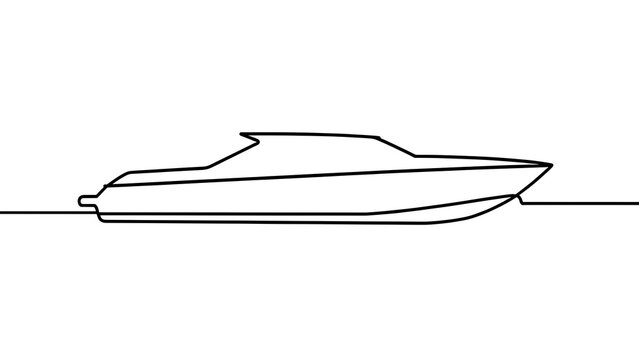 Speedboat line drawing on white background.