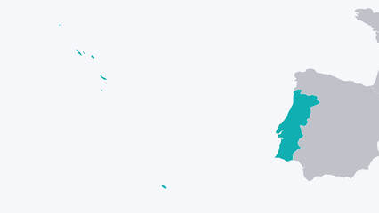 Portugal Highlighted on Europe Map Country Focus, White Background © VT Studio