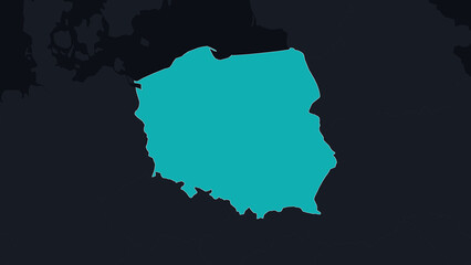Poland Highlighted on Europe Map Country Focus Location Poster, Black © VT Studio
