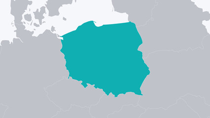 Poland Highlighted on Europe Map Country Focus Location Poster, White © VT Studio
