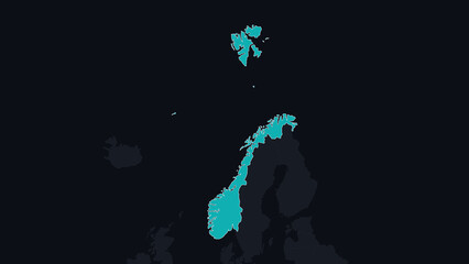 Norway Highlighted on Europe Map Country Focus Location Poster, Black © VT Studio