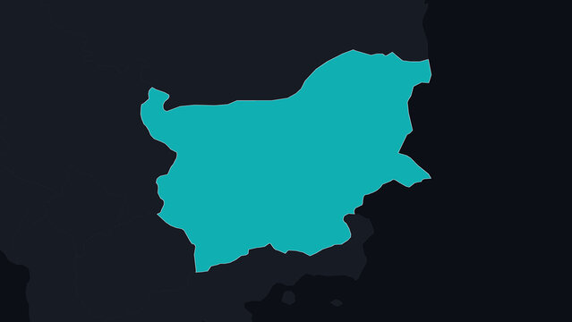 Bulgaria Highlighted on Europe Map Country Focus, Black Background