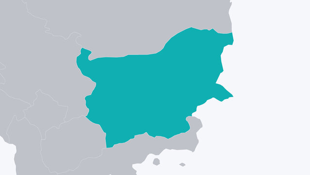Bulgaria Highlighted on Europe Map Country Focus, White Background