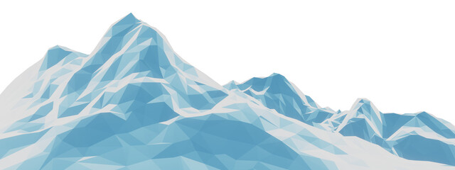 Fototapeta premium 3D low poly illustration of a snowy mountain peak landscape