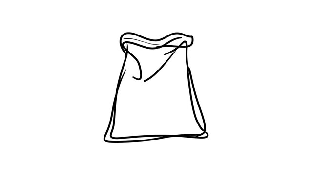 Hand drawn paper bag illustration white background.