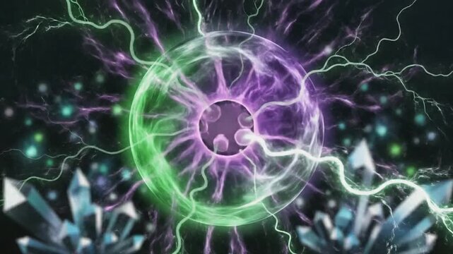 Energy Orb Plasma Ball Lightning Crystals Abstract Motion Background