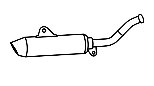 Motorcycle exhaust pipe illustration white background.