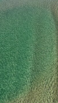 Aerial View of Clear Turquoise Ocean Water and Sandbar