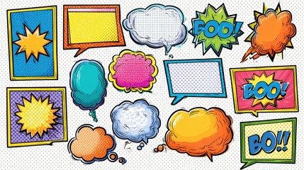 Fototapeta premium Pop art comic speech bubbles with boo sound effect