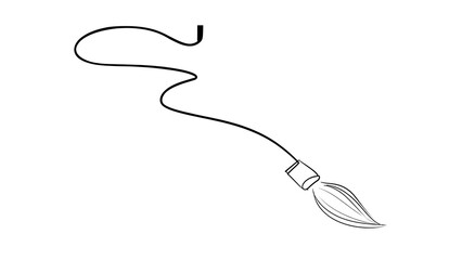 Obraz premium Elegant paintbrush with swirling tail white background.