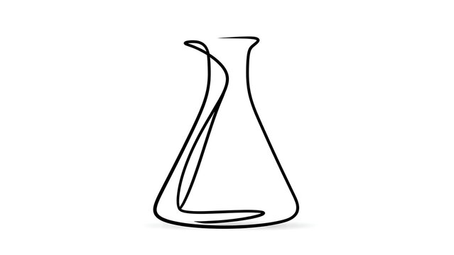 Erlenmeyer flask line art white background.