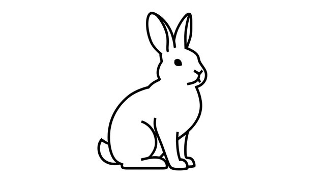 Cute cartoon rabbit illustration white background.