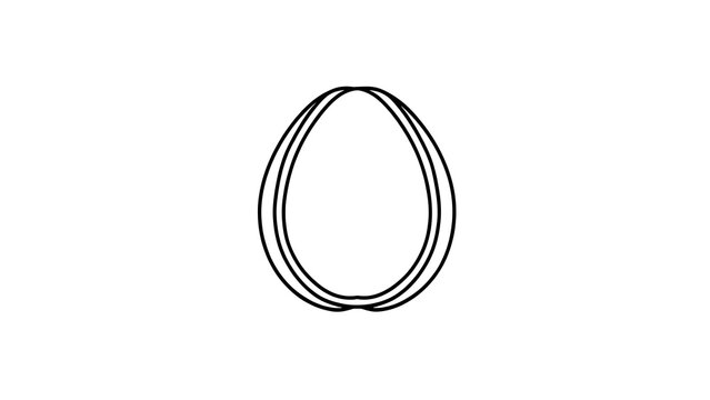 Simple black line art egg illustration white background.