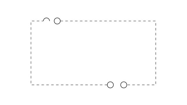 animated dashed line with quotation marks icon background overlay.