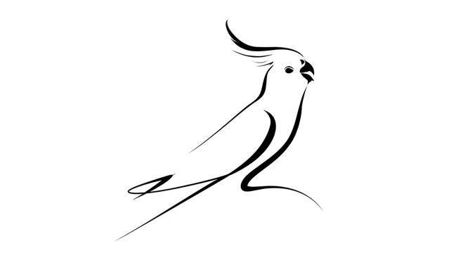 Elegant cockatiel illustration on white background.