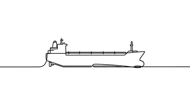 Large cargo ship illustration white background.