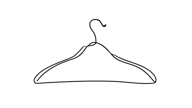 Minimalist wire hanger illustration on white background.