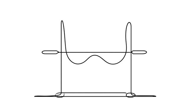 Quantum particle wave function white background.
