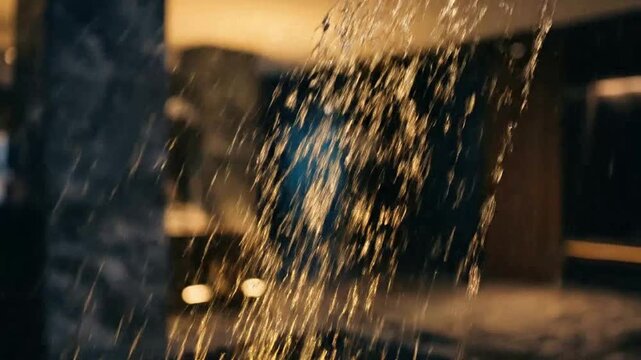 Close-up of Water Splashing with Dynamic Motion and Splash Effect