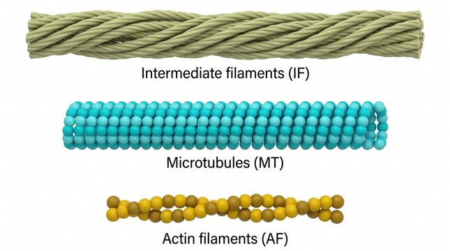 Detailed biological illustration of cytoskeleton filaments microtubules