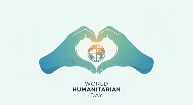 Hands Forming Heart Around Globe &ndash; World Humanitarian Day Care Concept