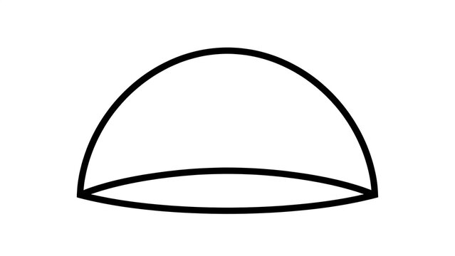 Simple semicircle line art on white background.