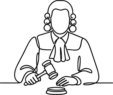 Judge with Gavel, Legal Symbol, Justice Concept, Courtroom Illustration