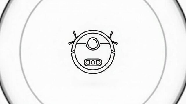 Minimalist Line Art Vector Icon of a Modern Robotic Vacuum Cleaner for Smart Home Automation Concepts