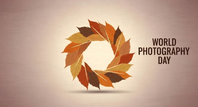 Autumn Leaf Aperture Wreath with World Photography Day Text