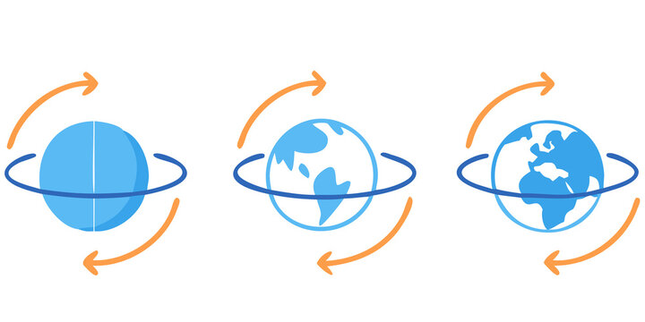 Flat earth sphere symbols showing movement and international cycle processes
