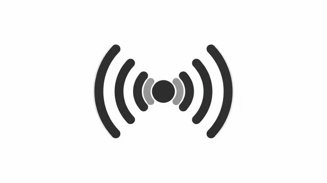 Black wireless signal icon showing sound wave or radio transmission symbol vector illustration