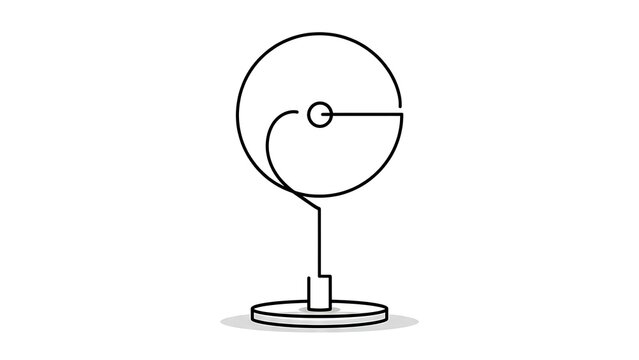 Minimalist pendulum clock illustration white background.
