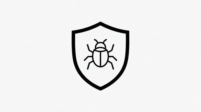 Antivirus shield protection icon representing cybersecurity, malware prevention, and computer bug defense isolated on white background